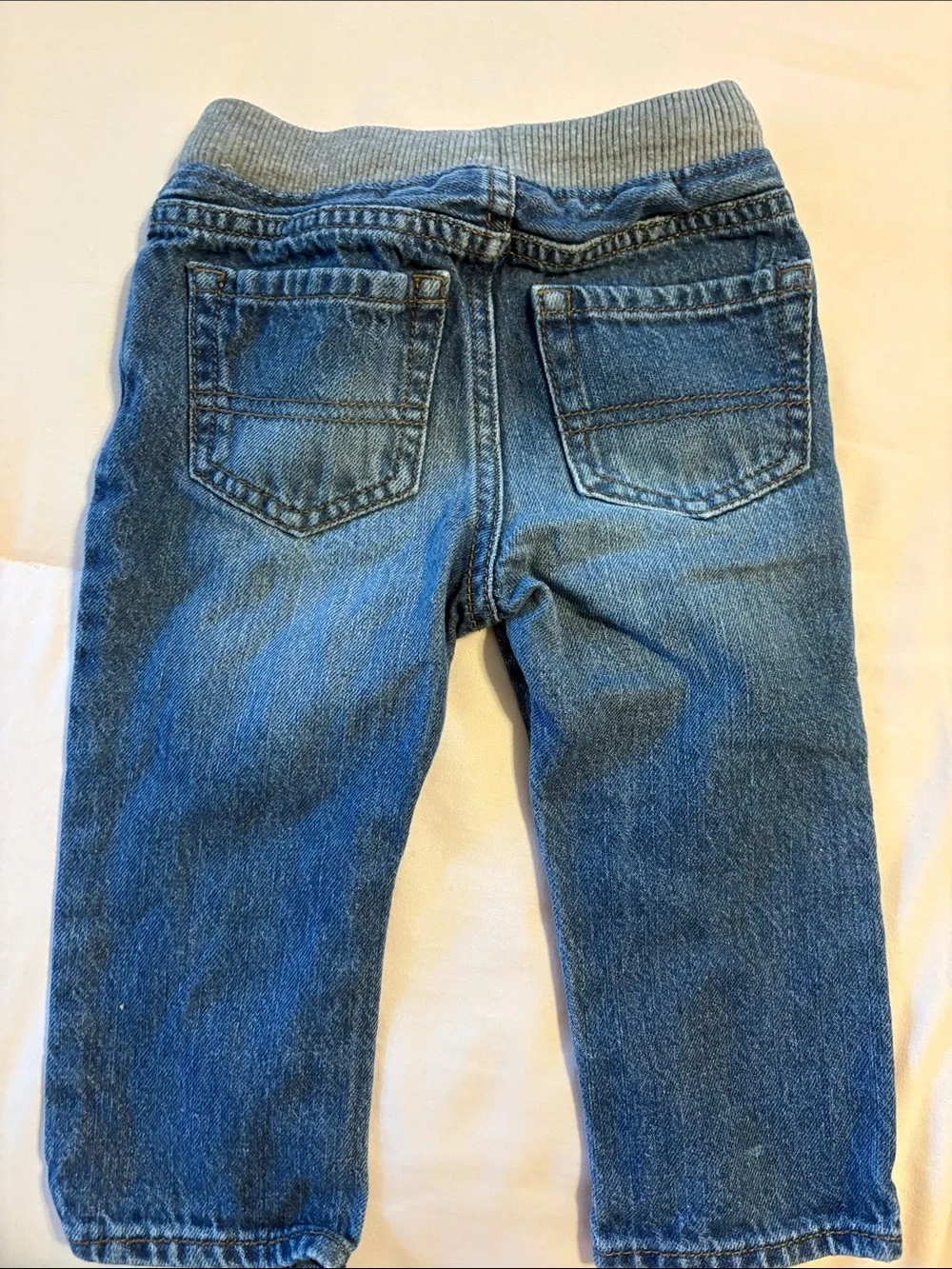 The Children's Place Blue Straight-Leg Jeans with Gray Rib Waist